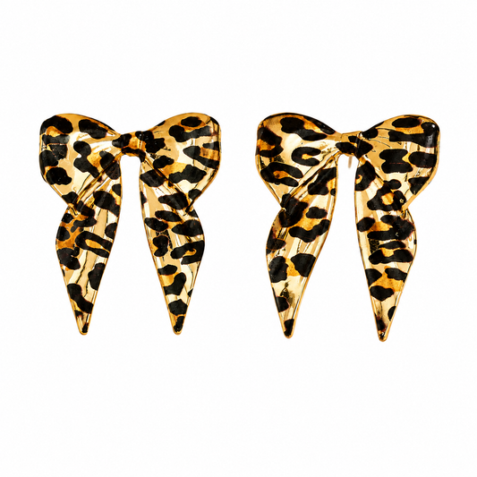 Leopard Bow Stud Earrings