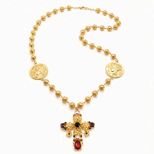 Retro Cross Charm  Necklace