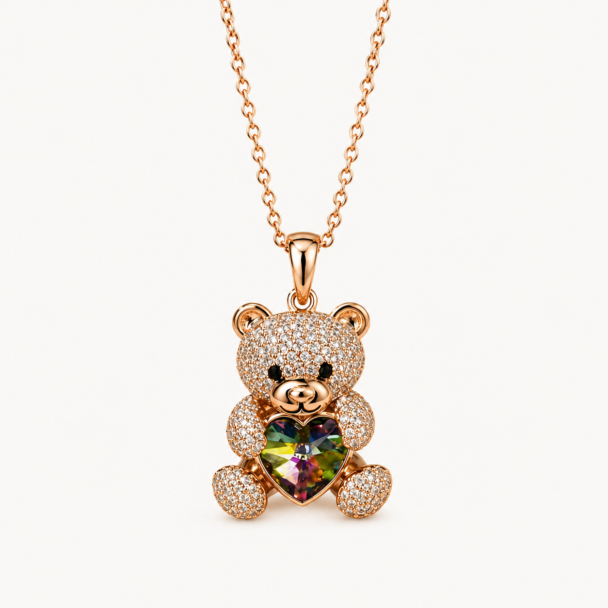 Rainbow Heart Teddy Pendant