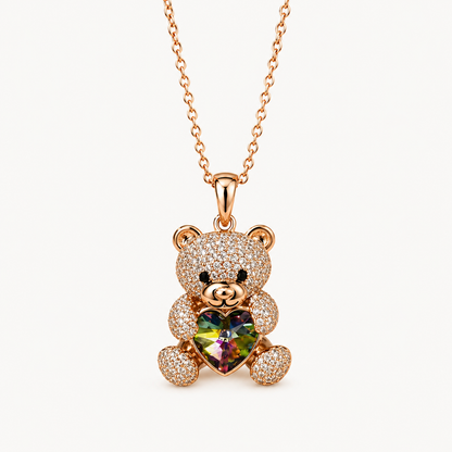 Rainbow Heart Teddy Pendant