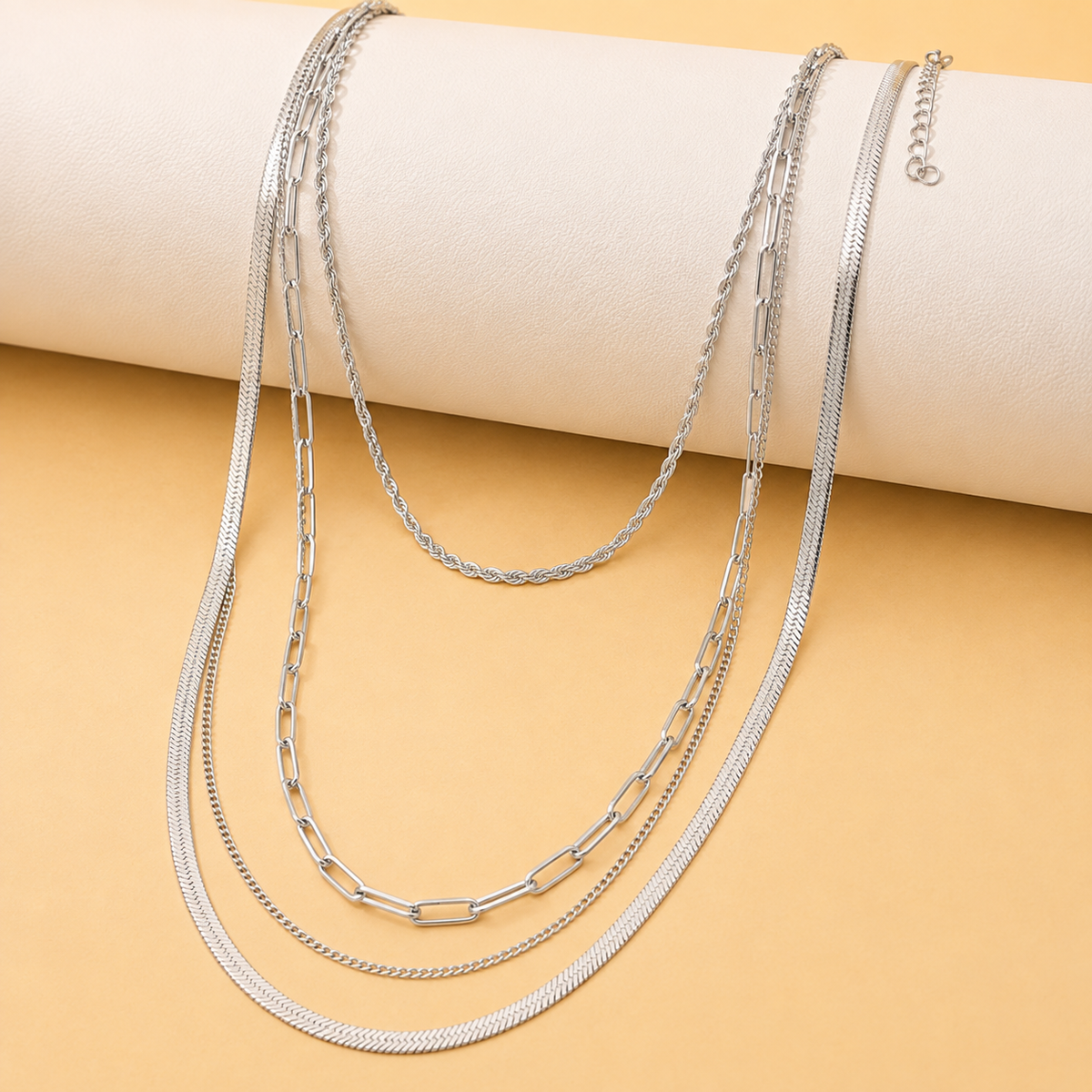 Silver Layered Chain Necklace
