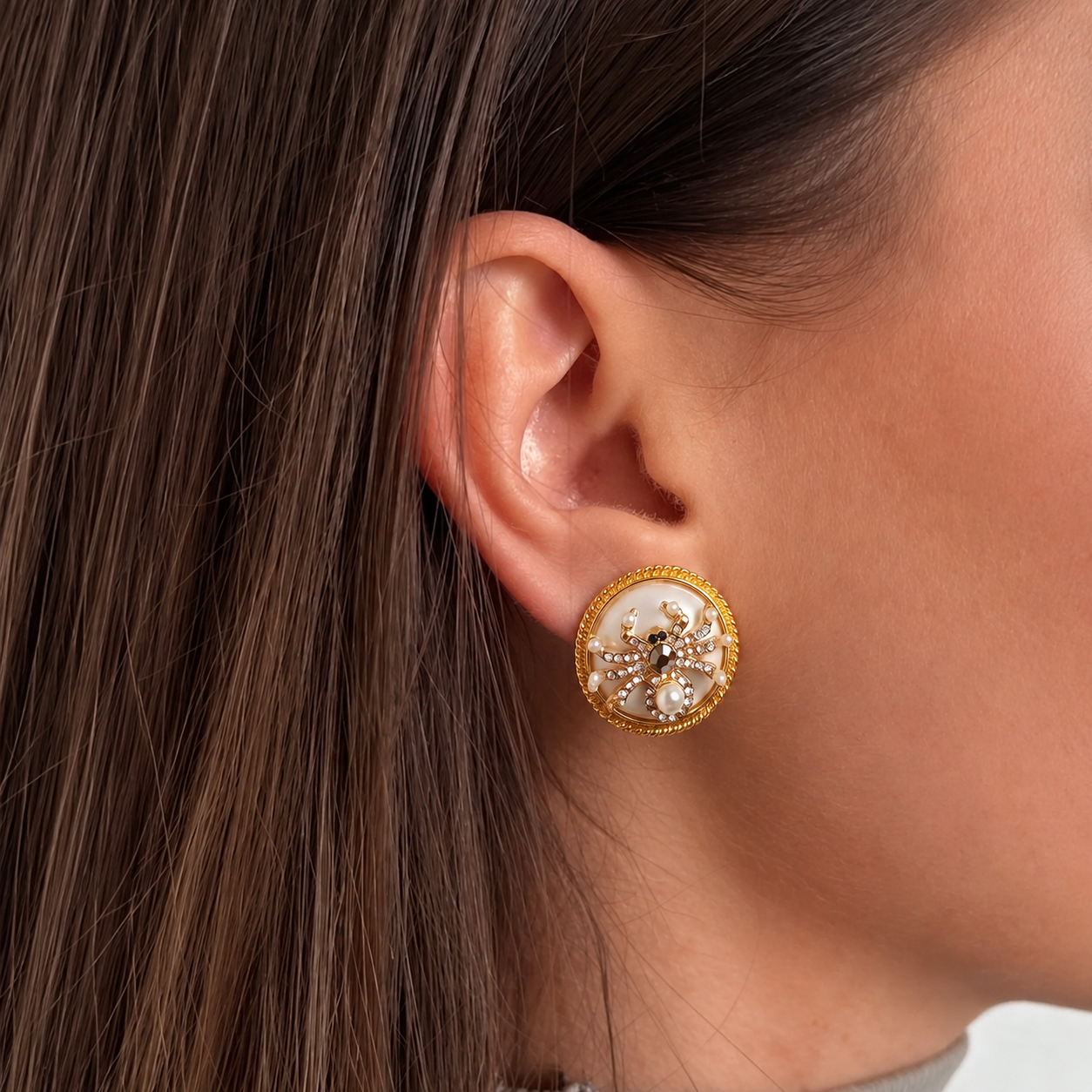 Gold Spider Earrings