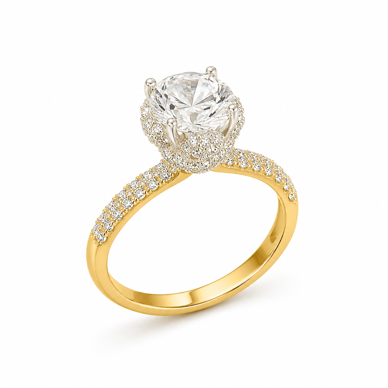 Aurora Halo Solitaire Ring