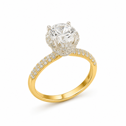 Aurora Halo Solitaire Ring