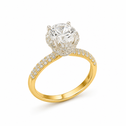Aurora Halo Solitaire Ring