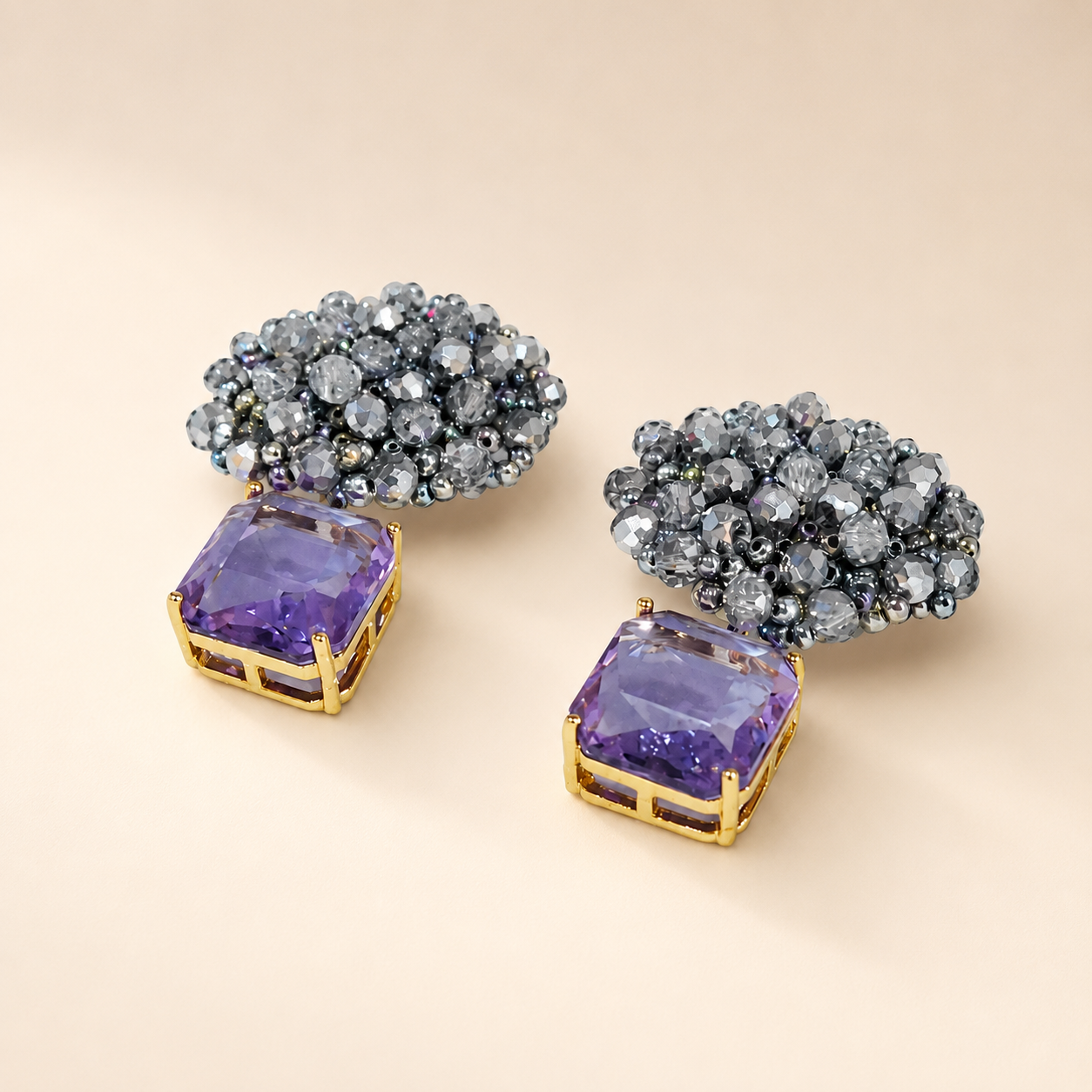 Royal Purple Cluster Earrings