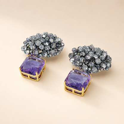 Royal Purple Cluster Earrings