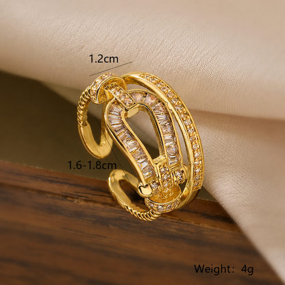 Gold-Tone Crystal Open Ring