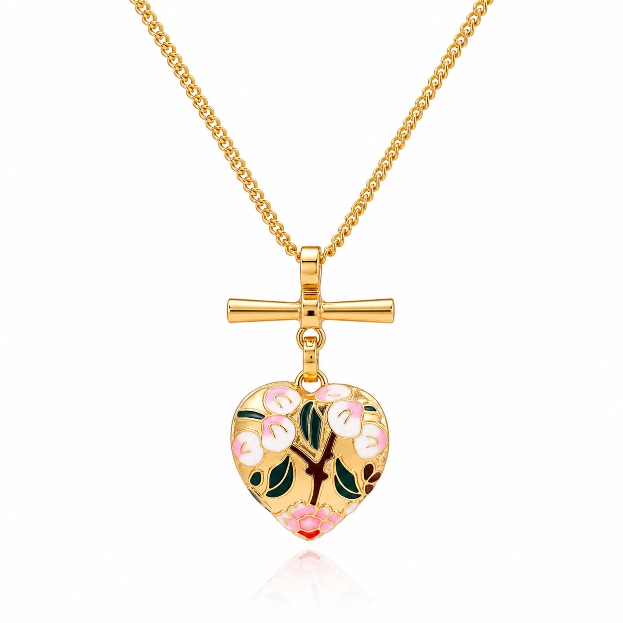 Heart Shape Enamel Pendant Necklace