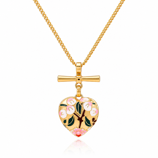 Heart Shape Enamel Pendant Necklace
