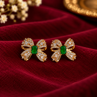 Emerald Bow Earrings