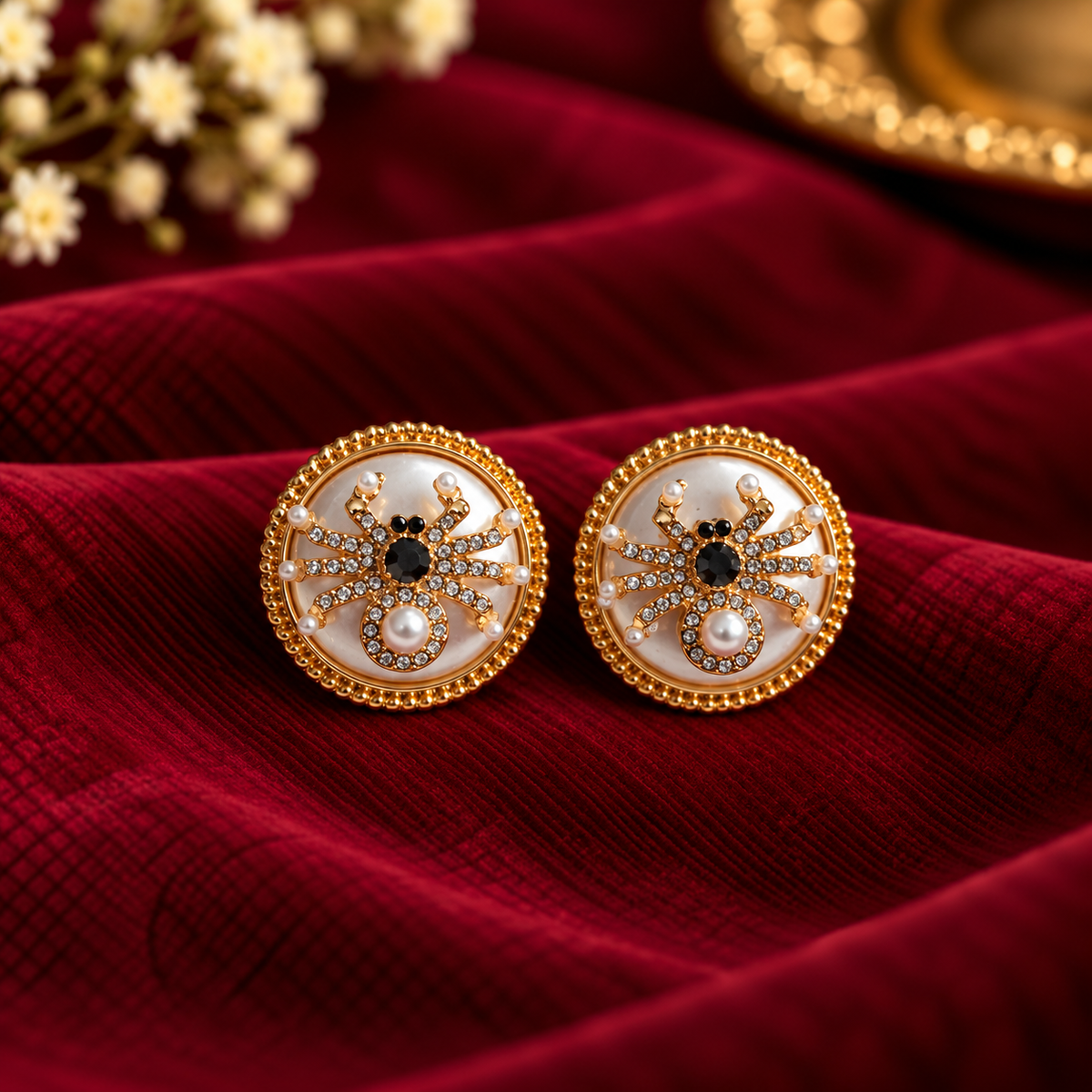 Gold Spider Earrings