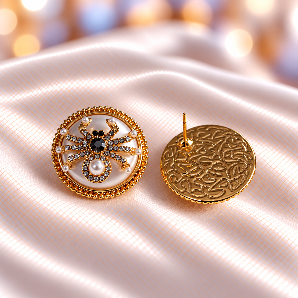 Gold Spider Earrings