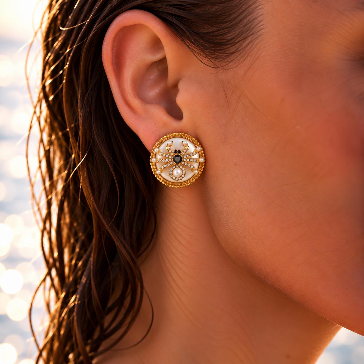Gold Spider Earrings