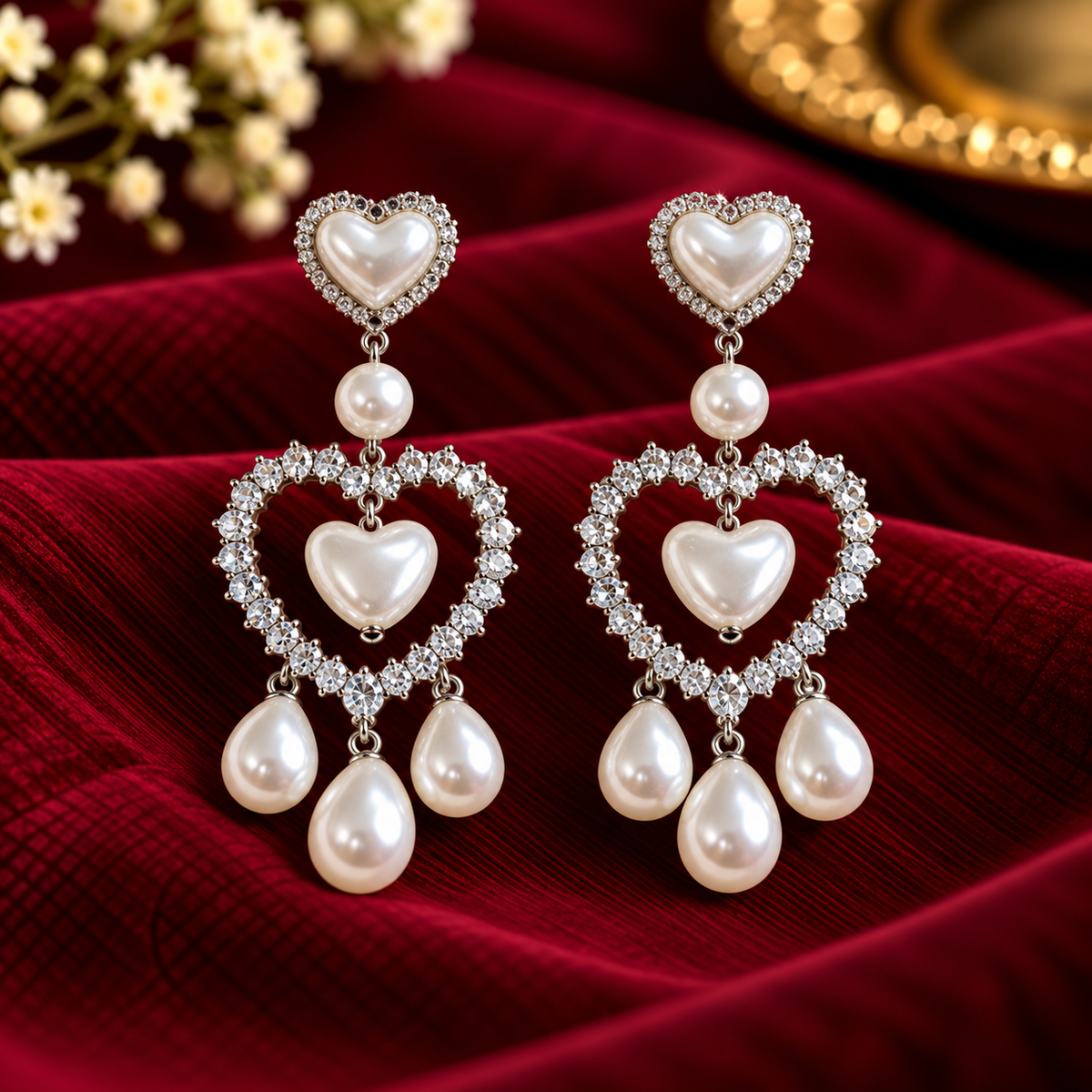 Pearl Love Cascade Earrings