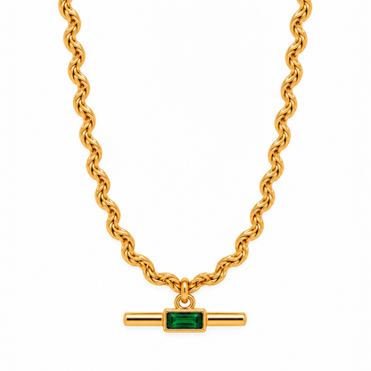 Emerald Bar Twist Necklace