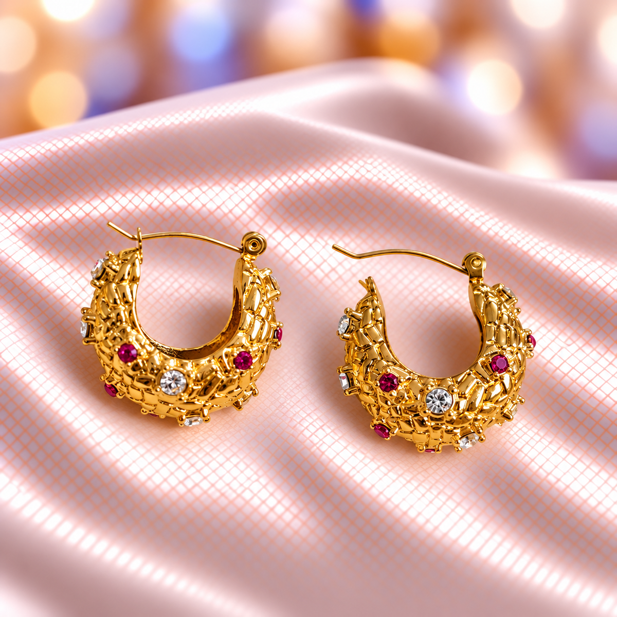 Royal Bloom Multicolor Hoop Earrings