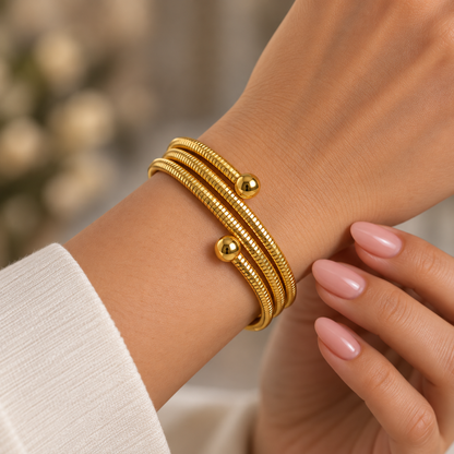 Golden Coil Orb Cuff