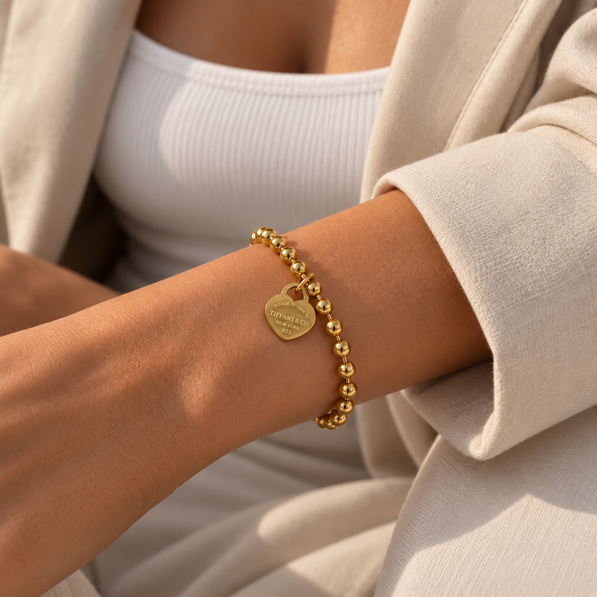 Golden Beaded Chain Bracelet