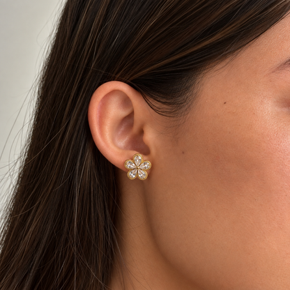 Floral Crystal Stud Earrings