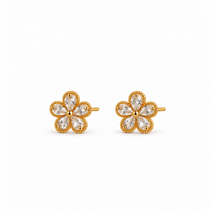 Floral Crystal Stud Earrings