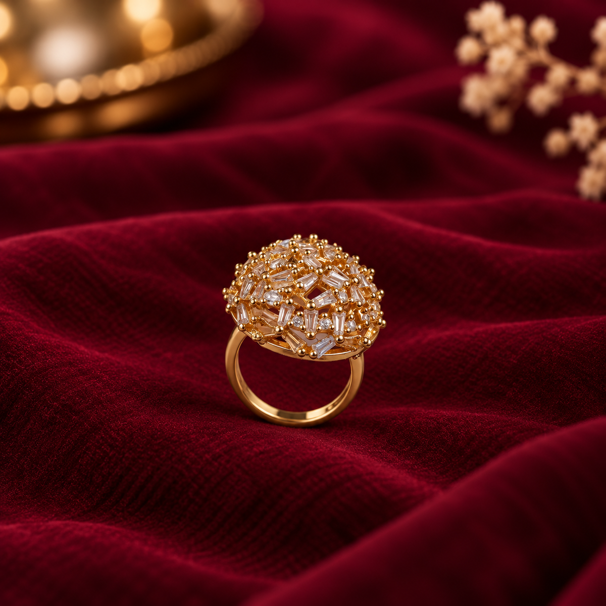 Golden Bloom Statement Ring