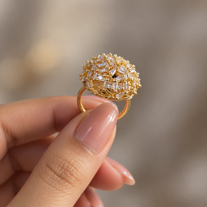 Golden Bloom Statement Ring