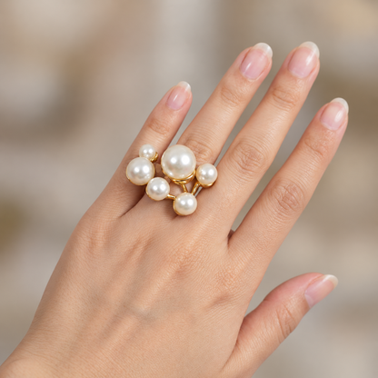 Pearl Cluster Statement Ring