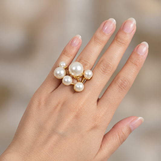 Pearl Cluster Statement Ring