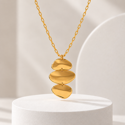 Golden Cascade Disc Necklace