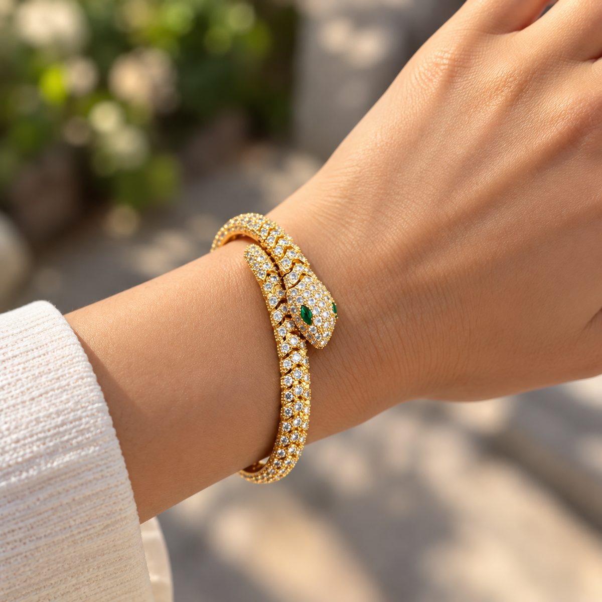 Emerald Luxe Snake Cuff