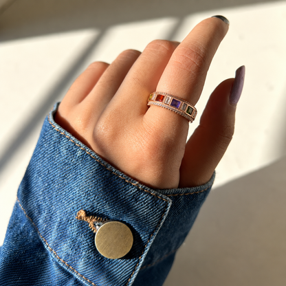 Multicolor Luxe Baguette Ring