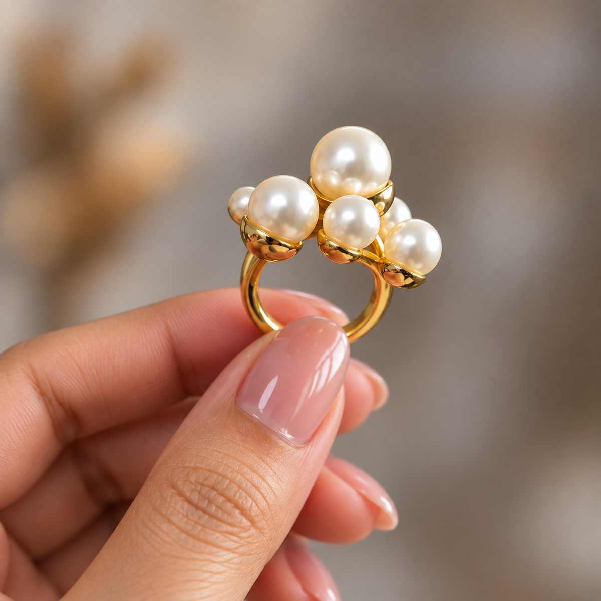 Pearl Cluster Statement Ring