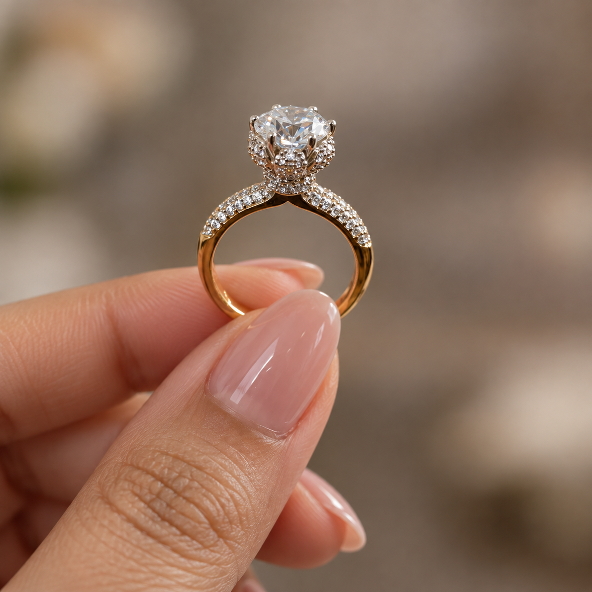 Aurora Halo Solitaire Ring