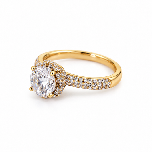 Aurora Halo Solitaire Ring