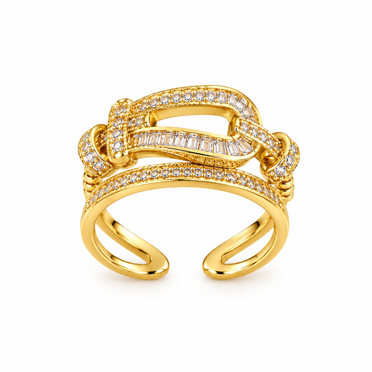 Gold-Tone Crystal Ring