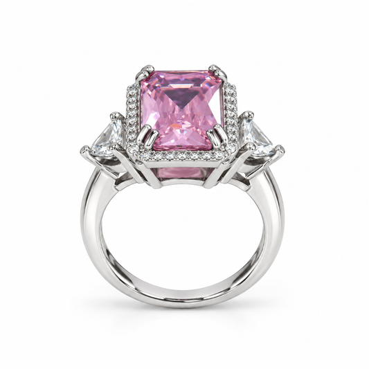 Luxury Pink Halo Ring