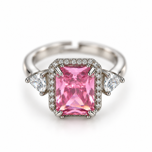 Luxury Pink Halo Ring