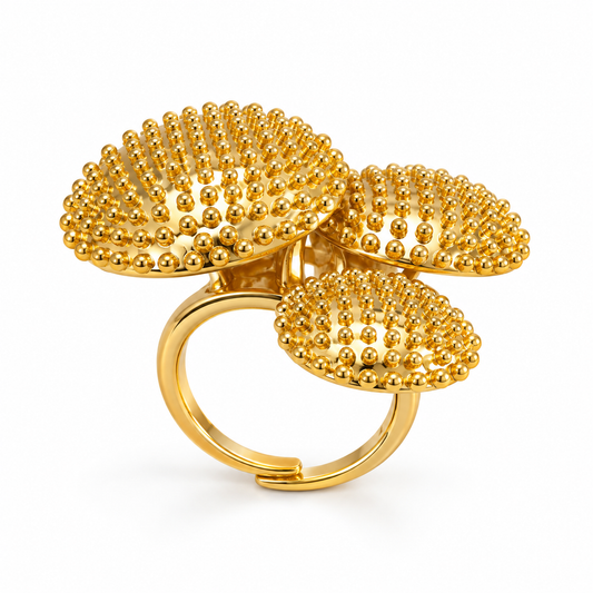 Golden Triple Bloom Ring