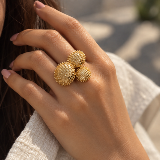 Golden Triple Bloom Ring