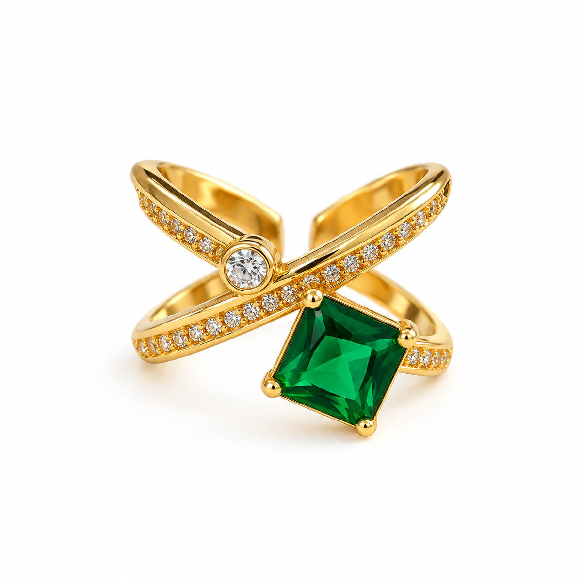 Emerald Crossover Ring