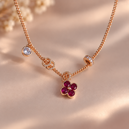 Ruby Bloom Zircon Necklace