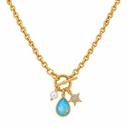 Celestial Aqua Charm Necklace