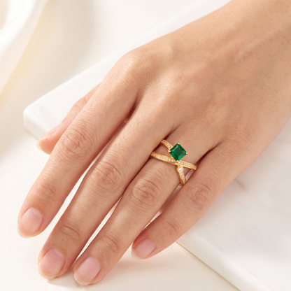 Emerald Crossover Ring