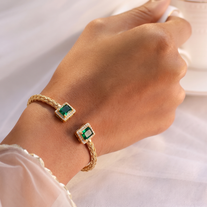 Emerald Edge Open Cuff Bracelet