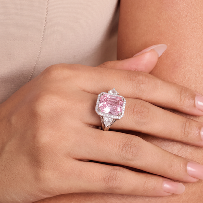 Luxury Pink Cushion-Cut Halo Ring