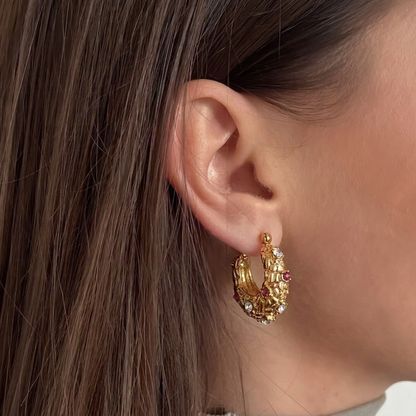 Royal Bloom Multicolor Hoop Earrings