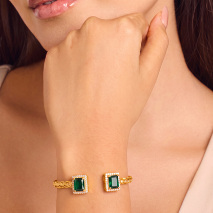 Emerald Edge Open Cuff Bracelet