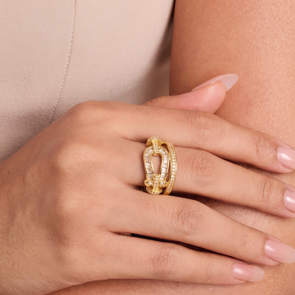 Gold-Tone Crystal Open Ring