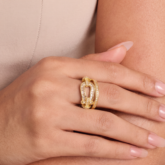 Gold-Tone Crystal Open Ring